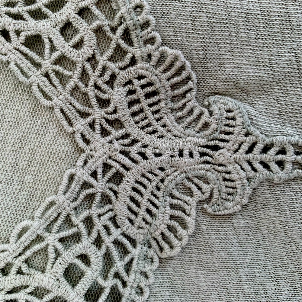 FINAL PRICE NWT Ralph Lauren Mint Linen Top: Cotton Lace VNeck Flutter Sleeve XL - Picture 5 of 8
